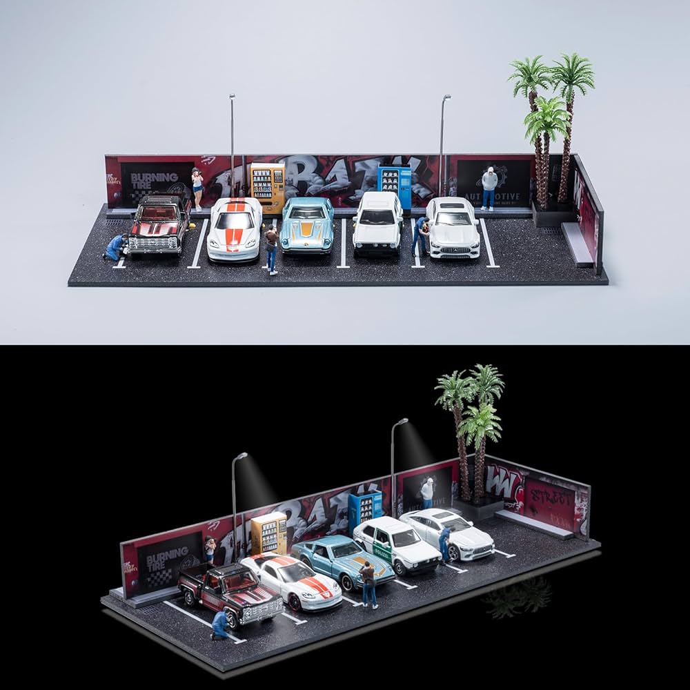 ☆ 1/64 Garage Enakshi® 1:64 Parking Lot Vehicle Garage Showcase for Diecast Car